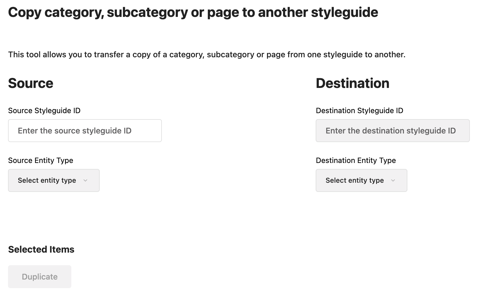 Copy Content to another styleguide